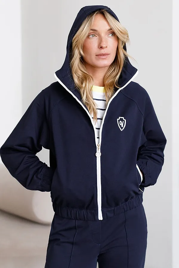 Худи на молнии из петельчатого футера двухнитки с эластаном без начеса VILATTE, т.синий - фото 2