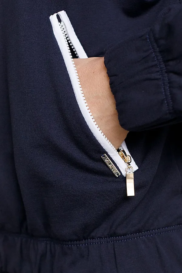 Худи на молнии из петельчатого футера двухнитки с эластаном без начеса VILATTE, т.синий - фото 2