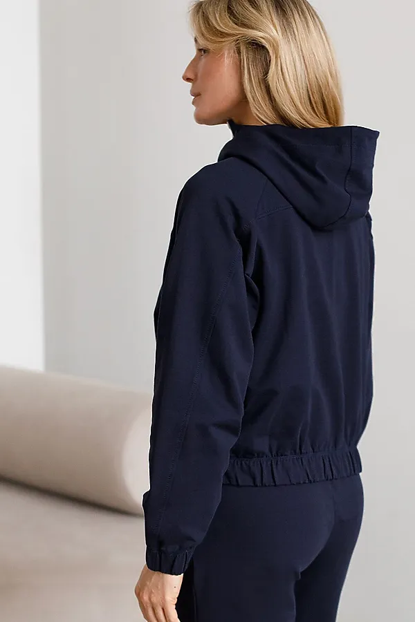 Худи на молнии из петельчатого футера двухнитки с эластаном без начеса VILATTE, т.синий - фото 2