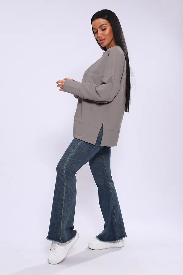 Лонгслив ЛЖ-013 НАТАЛИ, серо-бежевый - фото 2