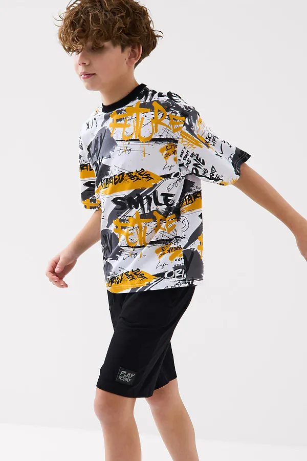 Комплект трикотажный для мальчиков: фуфайка (футболка), шорты PLAYTODAY, разноцветный - фото 2