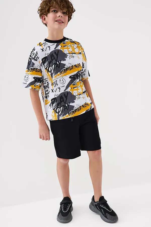 Комплект трикотажный для мальчиков: фуфайка (футболка), шорты PLAYTODAY, разноцветный - фото 2