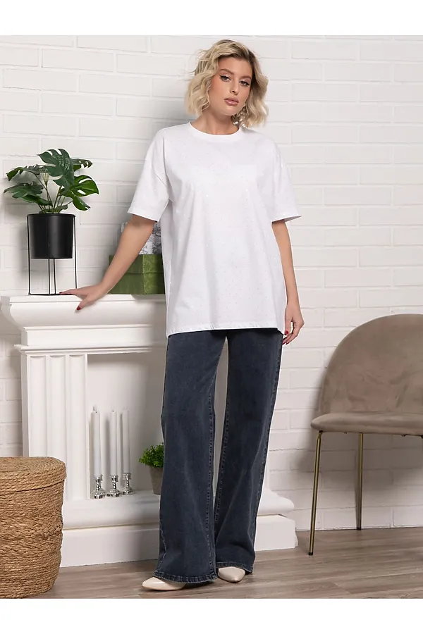 Футболка Ия LADY TAIGA, белая/стразы - фото 2