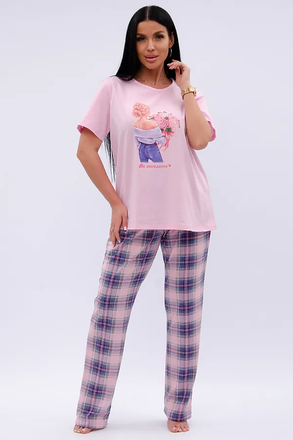 Пижама с брюками Букет НАТАЛИ, розовый - фото 2