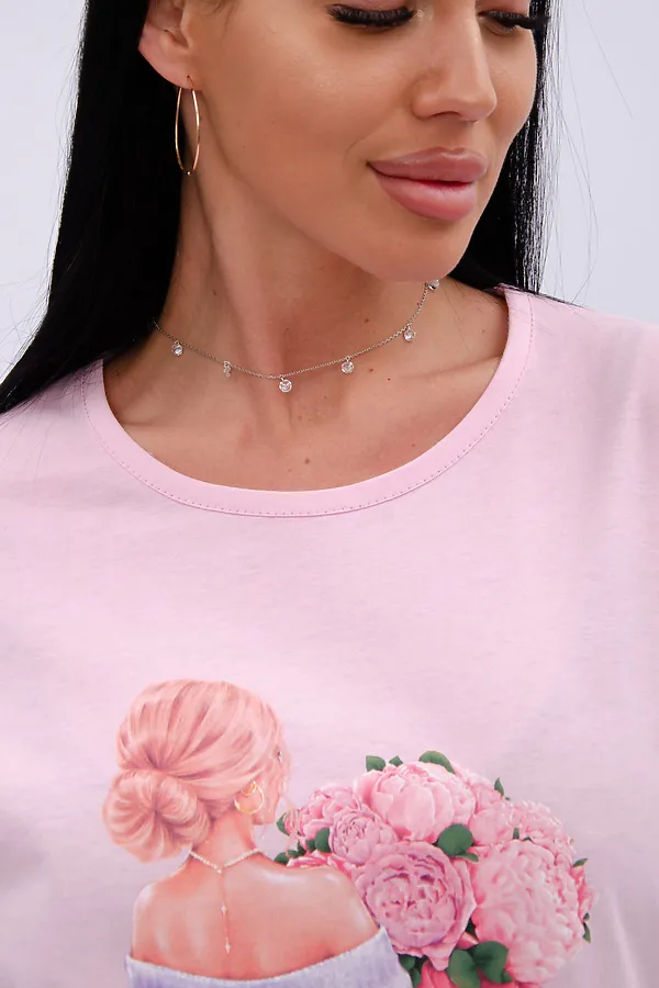 Пижама с брюками Букет НАТАЛИ, розовый - фото 2