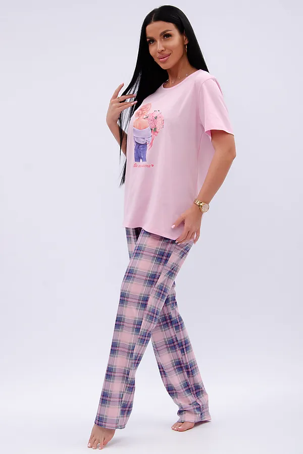 Пижама с брюками Букет НАТАЛИ, розовый - фото 2