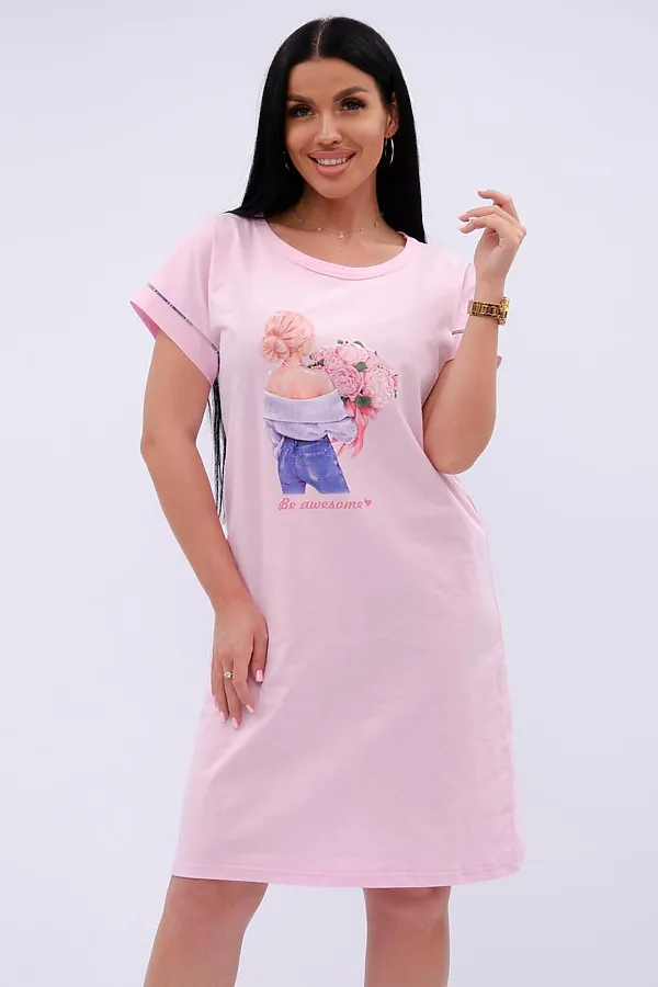 Сорочка Пионы НАТАЛИ, розовый - фото 2