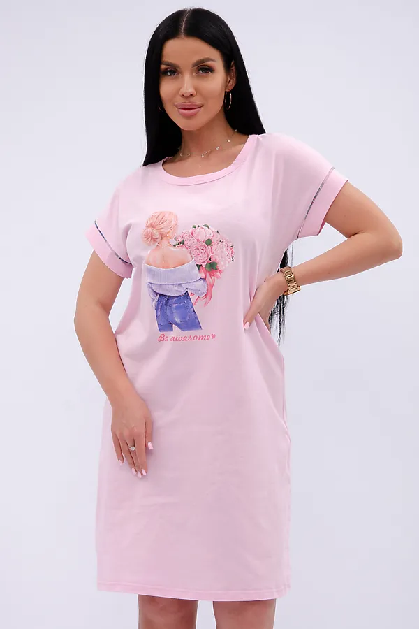 Сорочка Пионы НАТАЛИ, розовый - фото 2