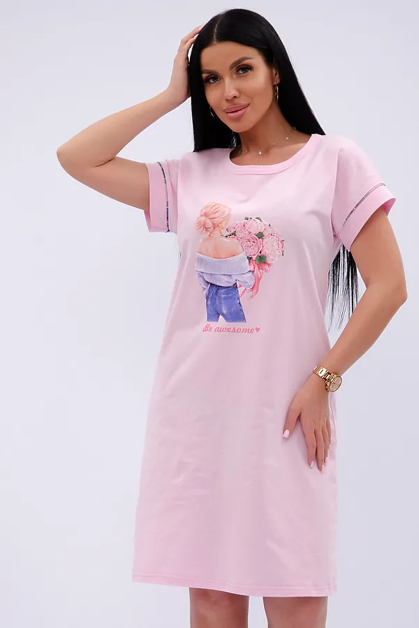 Сорочка Пионы НАТАЛИ, розовый - фото 2