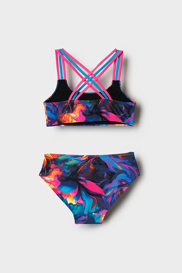 Купальный костюм трикотажный для девочек PLAYTODAY, разноцветный - фото 2