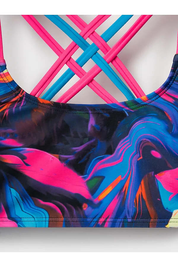 Купальный костюм трикотажный для девочек PLAYTODAY, разноцветный - фото 2