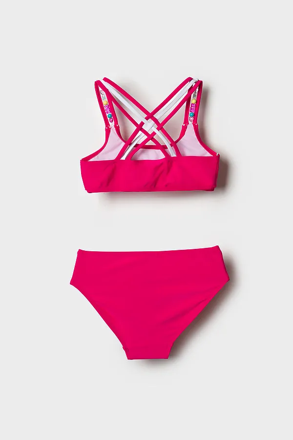 Купальный костюм трикотажный для девочек PLAYTODAY, белый - фото 2