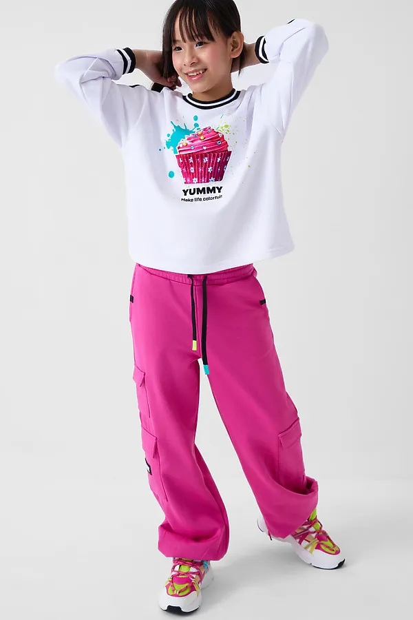 Брюки трикотажные для девочек PLAYTODAY, розовый - фото 2