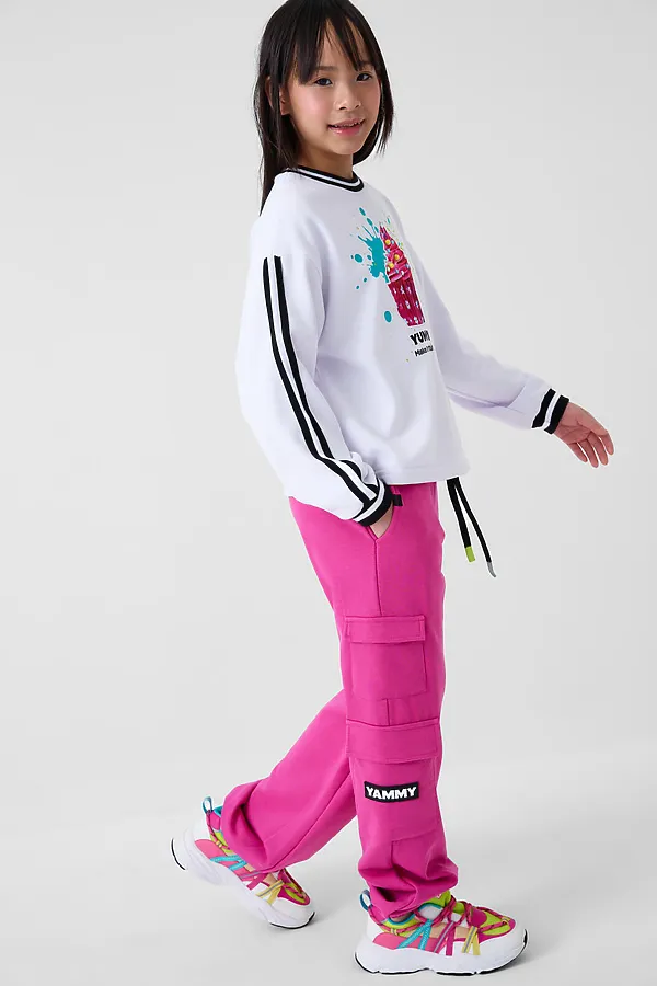 Брюки трикотажные для девочек PLAYTODAY, розовый - фото 2