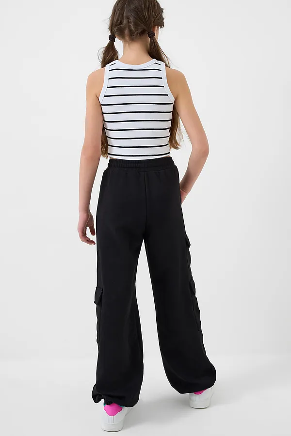Брюки трикотажные для девочек PLAYTODAY, черный - фото 2
