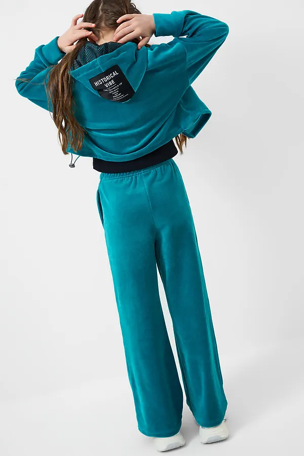 Комплект трикотажный для девочек: толстовка, брюки PLAYTODAY, бирюзовый - фото 2