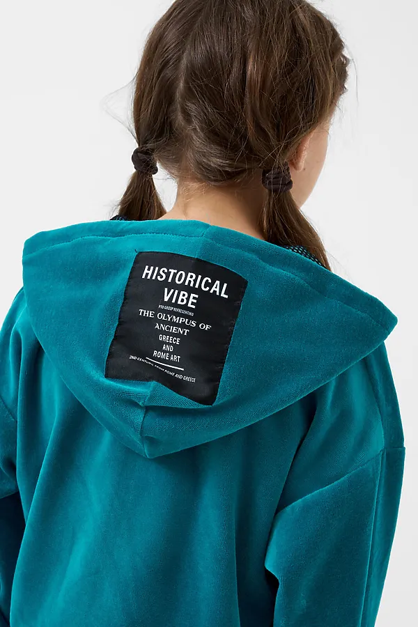 Комплект трикотажный для девочек: толстовка, брюки PLAYTODAY, бирюзовый - фото 2