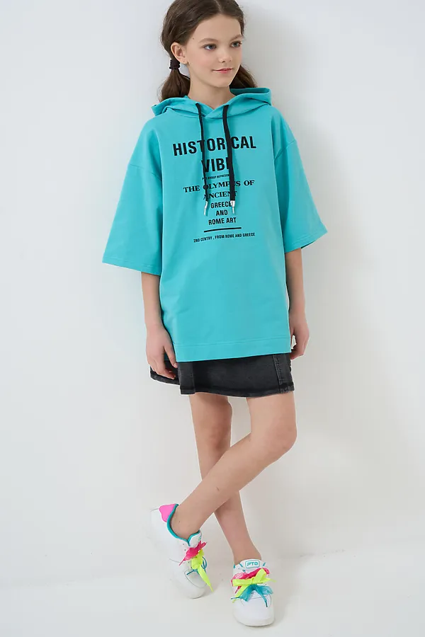 Толстовка трикотажная для девочек PLAYTODAY, голубой - фото 2