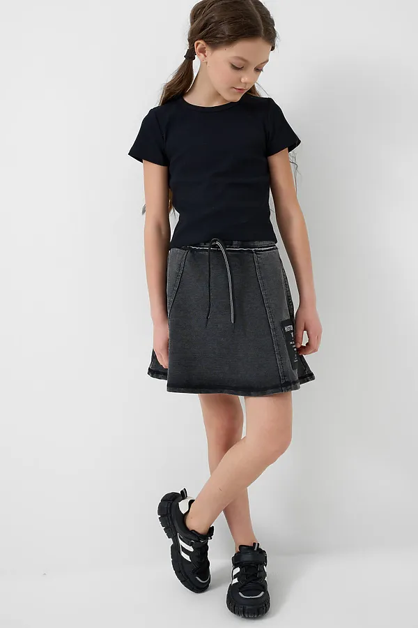 Юбка трикотажная для девочек PLAYTODAY, темно-серый - фото 2