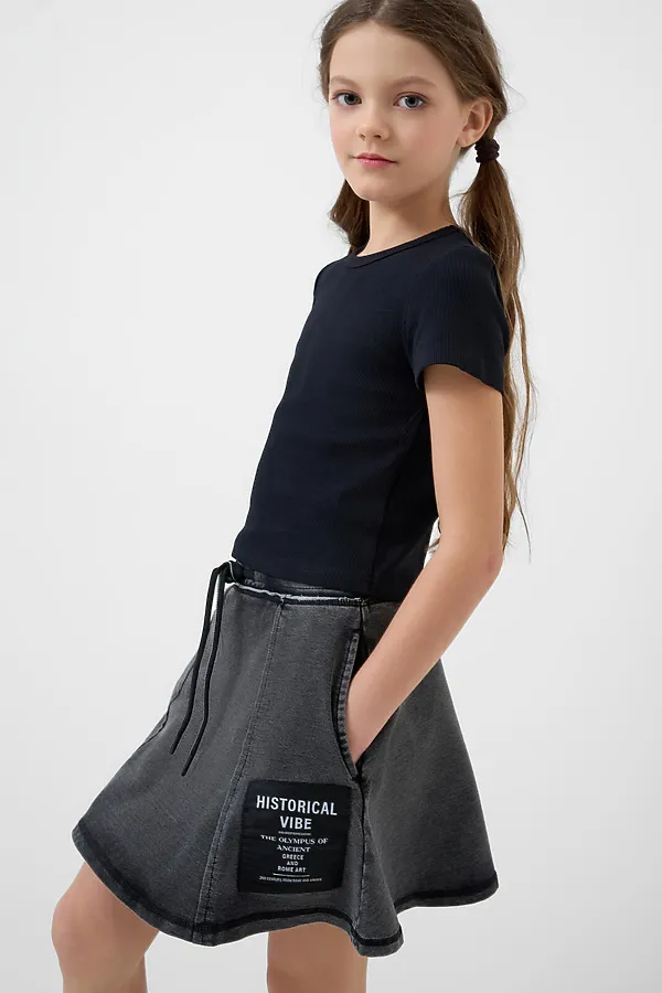 Юбка трикотажная для девочек PLAYTODAY, темно-серый - фото 2