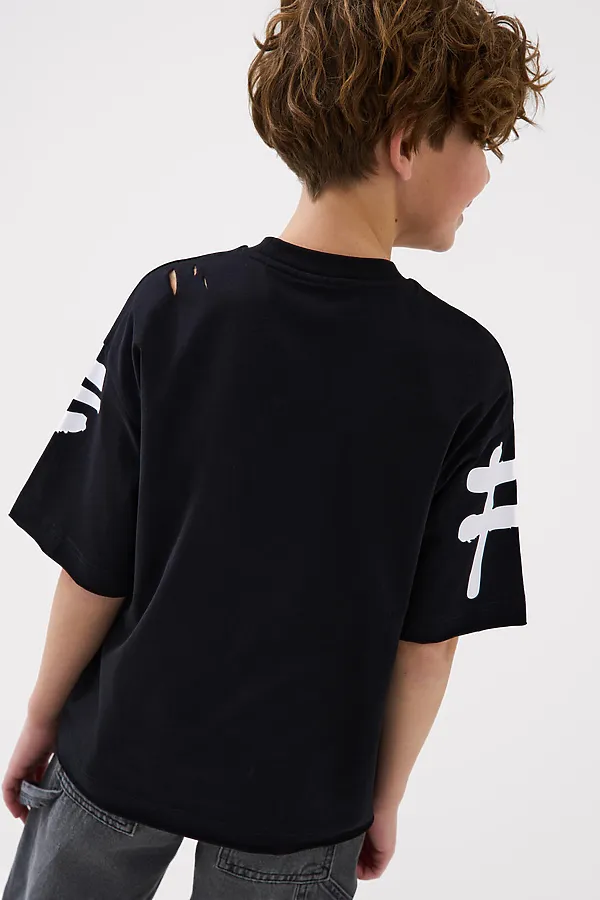 Фуфайка трикотажная для мальчиков (футболка) PLAYTODAY, черный - фото 2