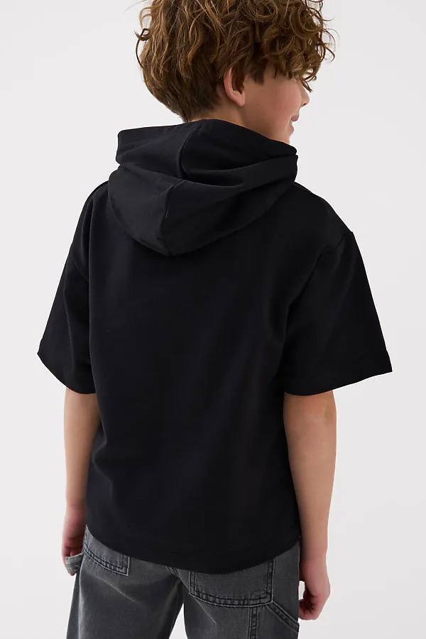 Джемпер трикотажный для мальчиков (футболка с капюшоном) PLAYTODAY, черный - фото 2