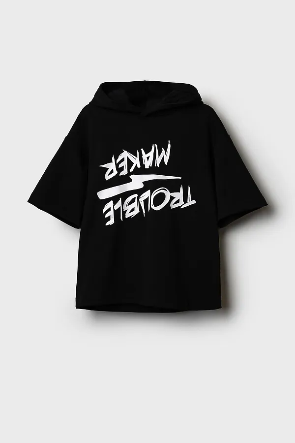 Джемпер трикотажный для мальчиков (футболка с капюшоном) PLAYTODAY, черный - фото 2