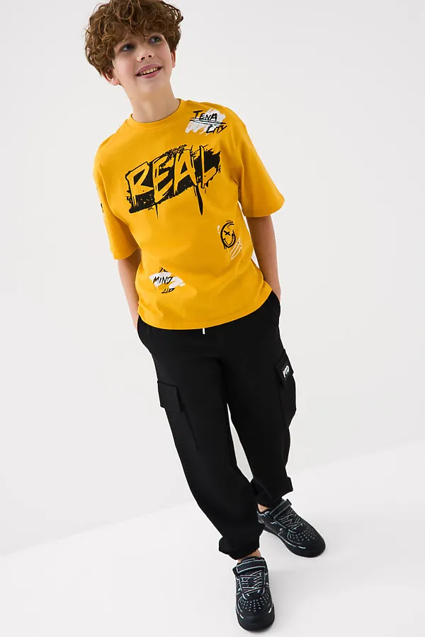 Фуфайка трикотажная для мальчиков (футболка) PLAYTODAY, оранжевый - фото 2