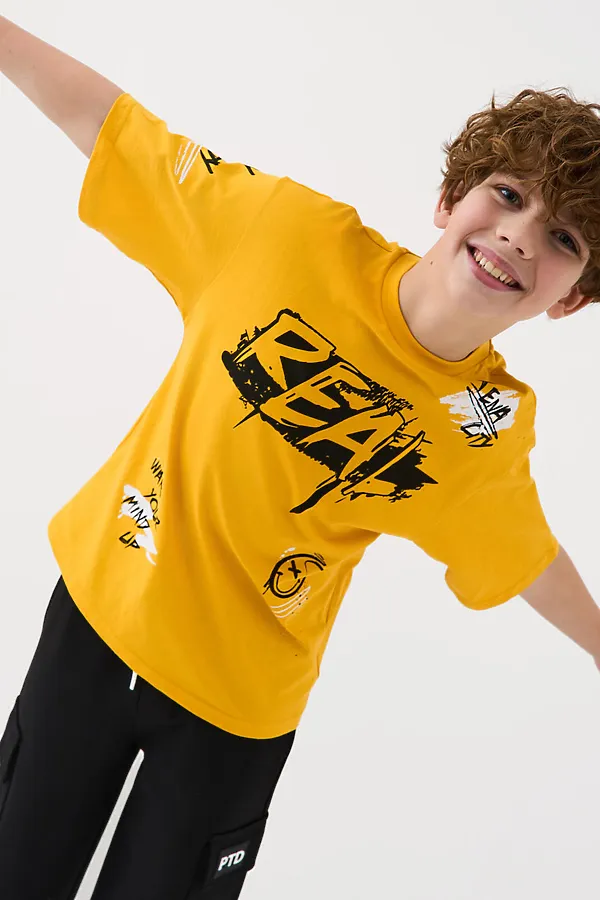 Фуфайка трикотажная для мальчиков (футболка) PLAYTODAY, оранжевый - фото 2