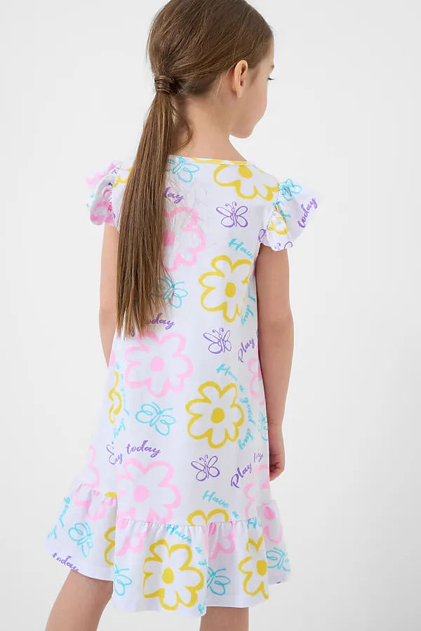 Сорочка ночная трикотажная для девочек PLAYTODAY, разноцветный - фото 2