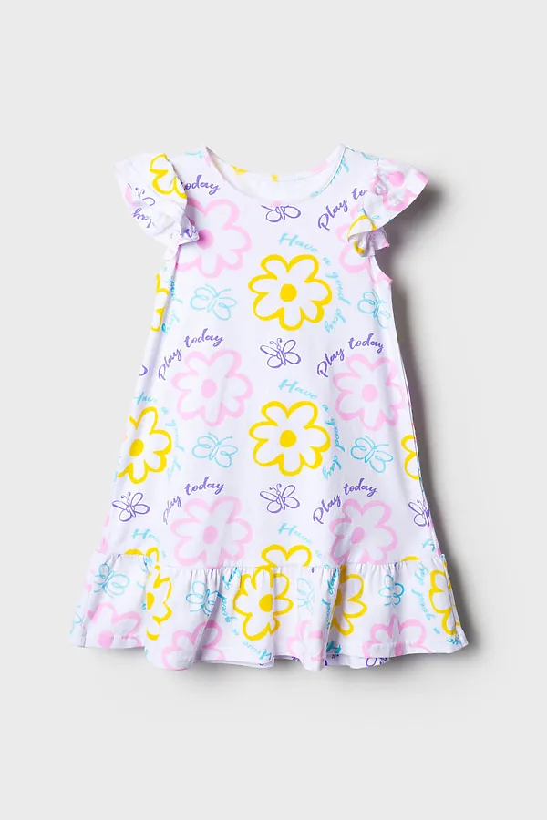 Сорочка ночная трикотажная для девочек PLAYTODAY, разноцветный - фото 2