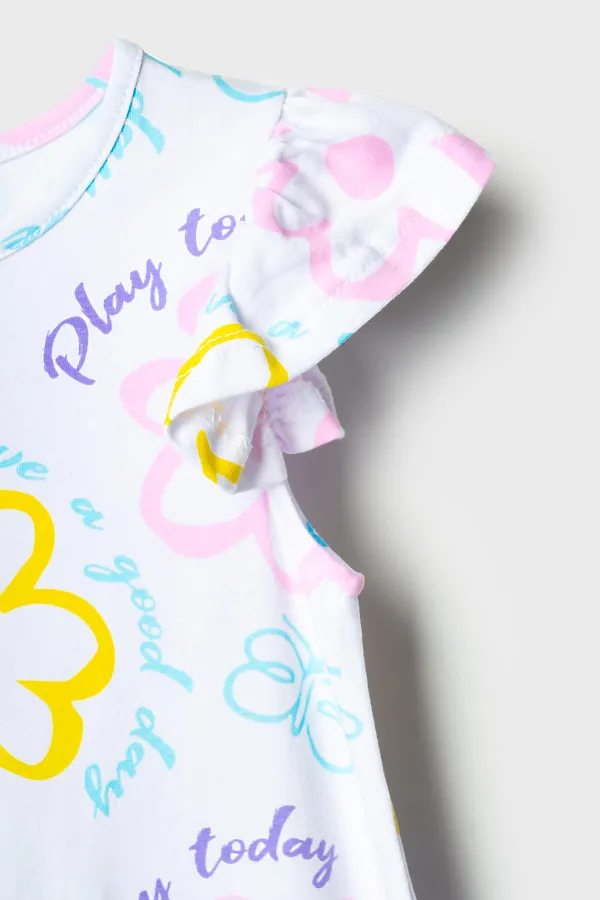 Сорочка ночная трикотажная для девочек PLAYTODAY, разноцветный - фото 2