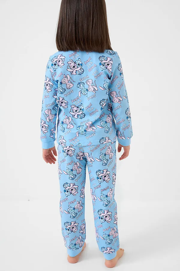 Пижама трикотажная для девочек PLAYTODAY, голубой,светло-розовый - фото 2