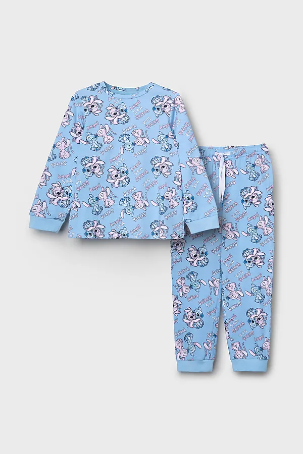 Пижама трикотажная для девочек PLAYTODAY, голубой,светло-розовый - фото 2