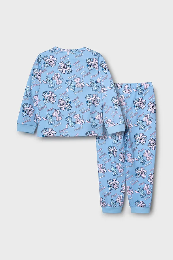 Пижама трикотажная для девочек PLAYTODAY, голубой,светло-розовый - фото 2