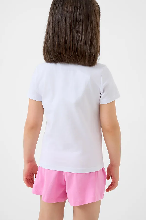 Пижама текстильная для девочек PLAYTODAY, белый,розовый - фото 2