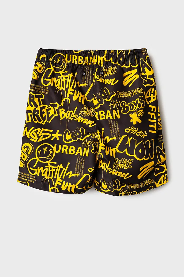 Шорты текстильные плавательные для мальчиков, длинные PLAYTODAY, жёлтый,черный - фото 2