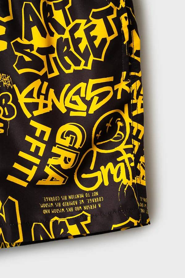 Шорты текстильные плавательные для мальчиков, длинные PLAYTODAY, жёлтый,черный - фото 2