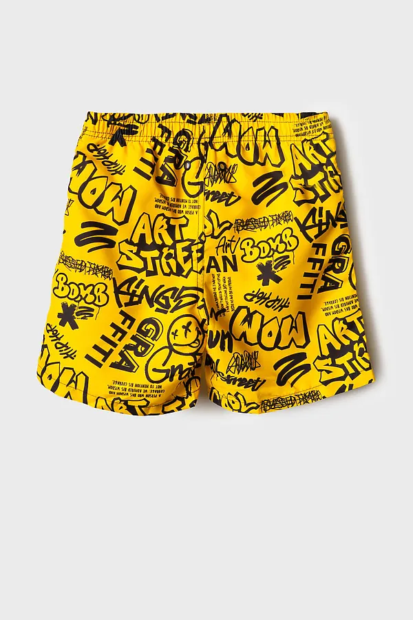 Шорты текстильные плавательные для мальчиков, длинные PLAYTODAY, жёлтый,черный - фото 2