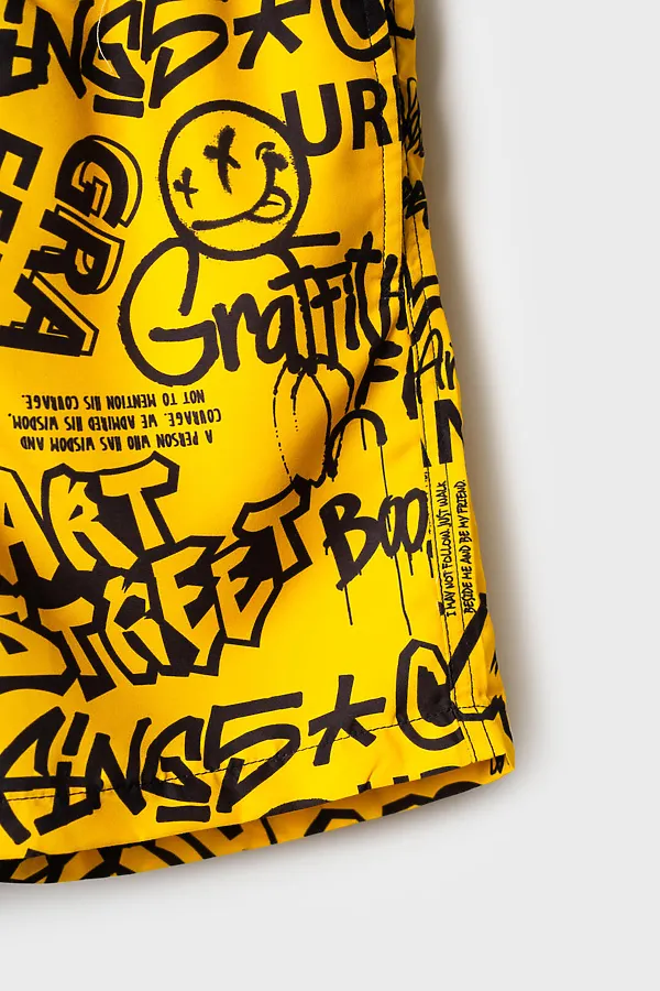 Шорты текстильные плавательные для мальчиков, длинные PLAYTODAY, жёлтый,черный - фото 2