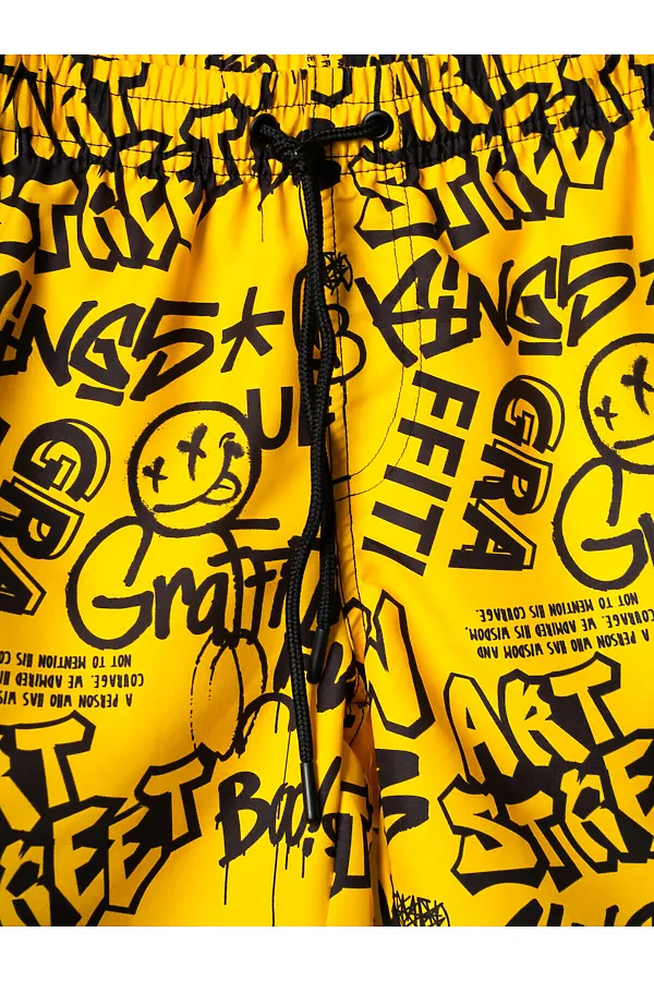 Шорты текстильные плавательные для мальчиков, длинные PLAYTODAY, жёлтый,черный - фото 2