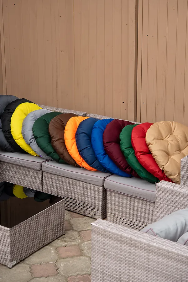 Подушка декоративная круглая на кресло 60 см, Грета(20%хл, 80%п/э), файбер, пакет с пл ручкой, ВО НАТАЛИ, бежевый - фото 2