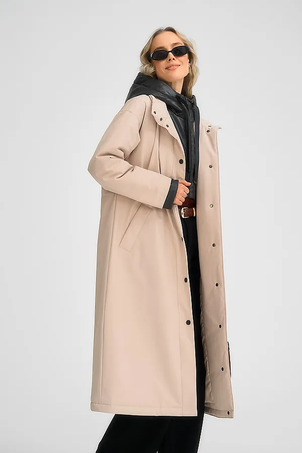 Плащ утепленный HOOPS, бежевый - фото 2