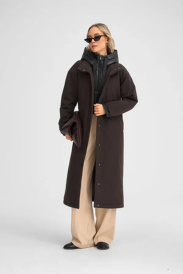 Плащ утепленный HOOPS, коричневый - фото 2
