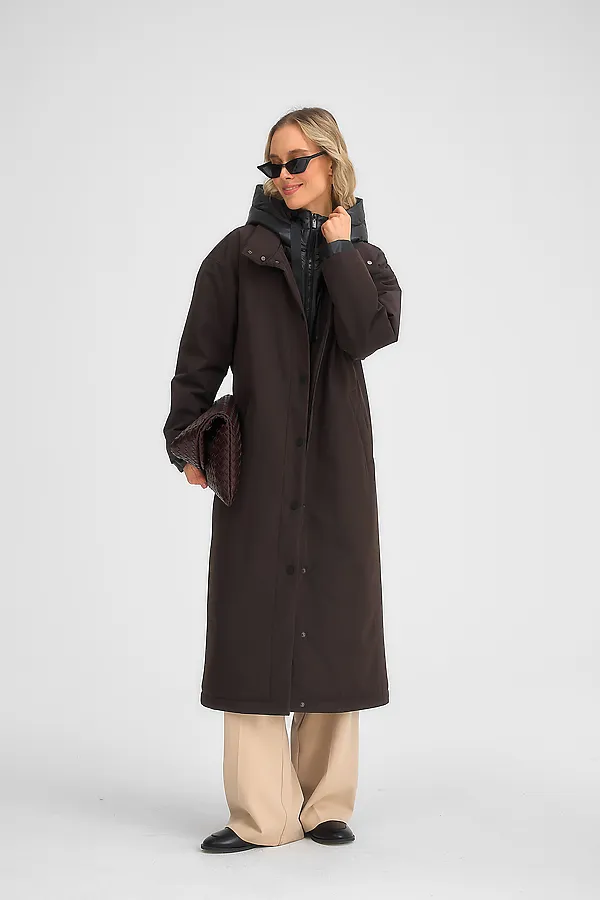 Плащ утепленный HOOPS, коричневый - фото 2