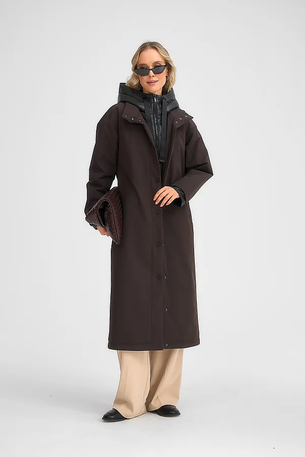 Плащ утепленный HOOPS, коричневый - фото 2