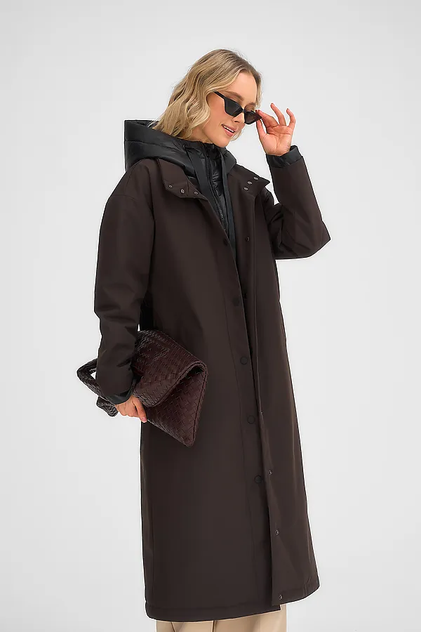 Плащ утепленный HOOPS, коричневый - фото 2