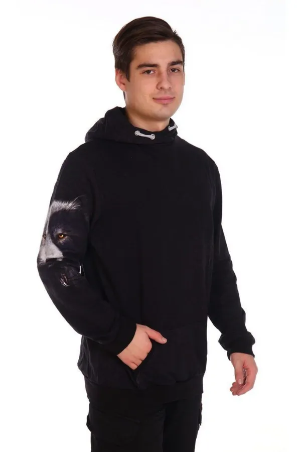 Толстовка 2302 Волк НАТАЛИ, черный - фото 2