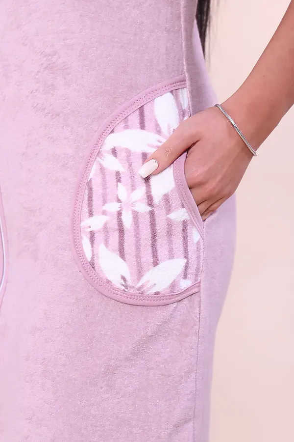 Халат 503 махровый Цветы НАТАЛИ, сухая роза - фото 2