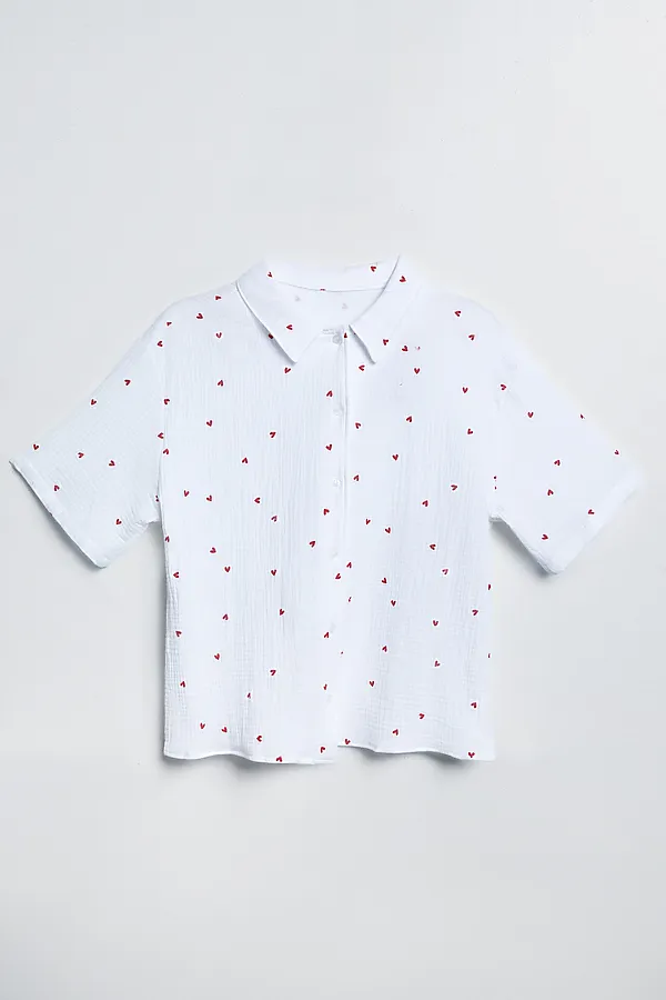 Костюм женский (жакет, шорты) MARK FORMELLE, сердечки на белом - фото 2